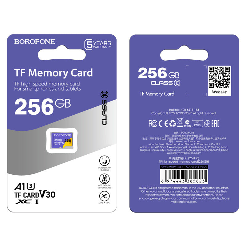 Borofone 256GB TF Memory Card, Class 10 A1 U3 V30 High Speed Micro SDXC, Durable Flash Storage for Phone, Tablet, CCTV, Dash Cam & More Borofone 256GB TF Memory Card, Class 10 A1 U3 V30 High Speed Micro SDXC, Durable Flash Storage for Phone, Tablet, CCTV, Dash Cam & More